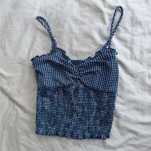 Wild Fable Blue Gingham Smocked Cami Tank Top
